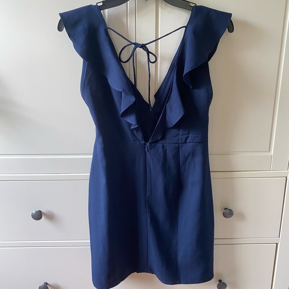 Motel Rocks Navy Ruffle Mini Dress Princess Polly Handmade Formal - Picture 5 of 10